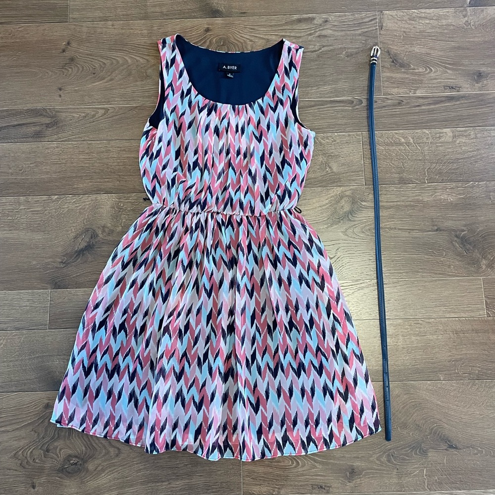A. Byer Sleeveless Geometric Print Dress: Size S